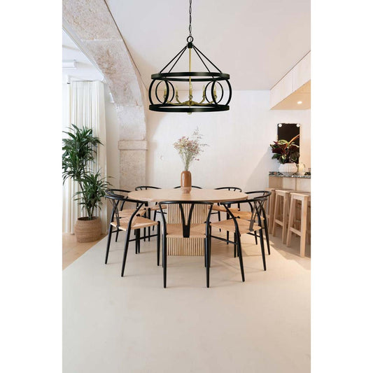 5-Light Matte Black/Satin Pewter Amelia Dining Chandelier - 5705 MBLACK/SB by Framburg