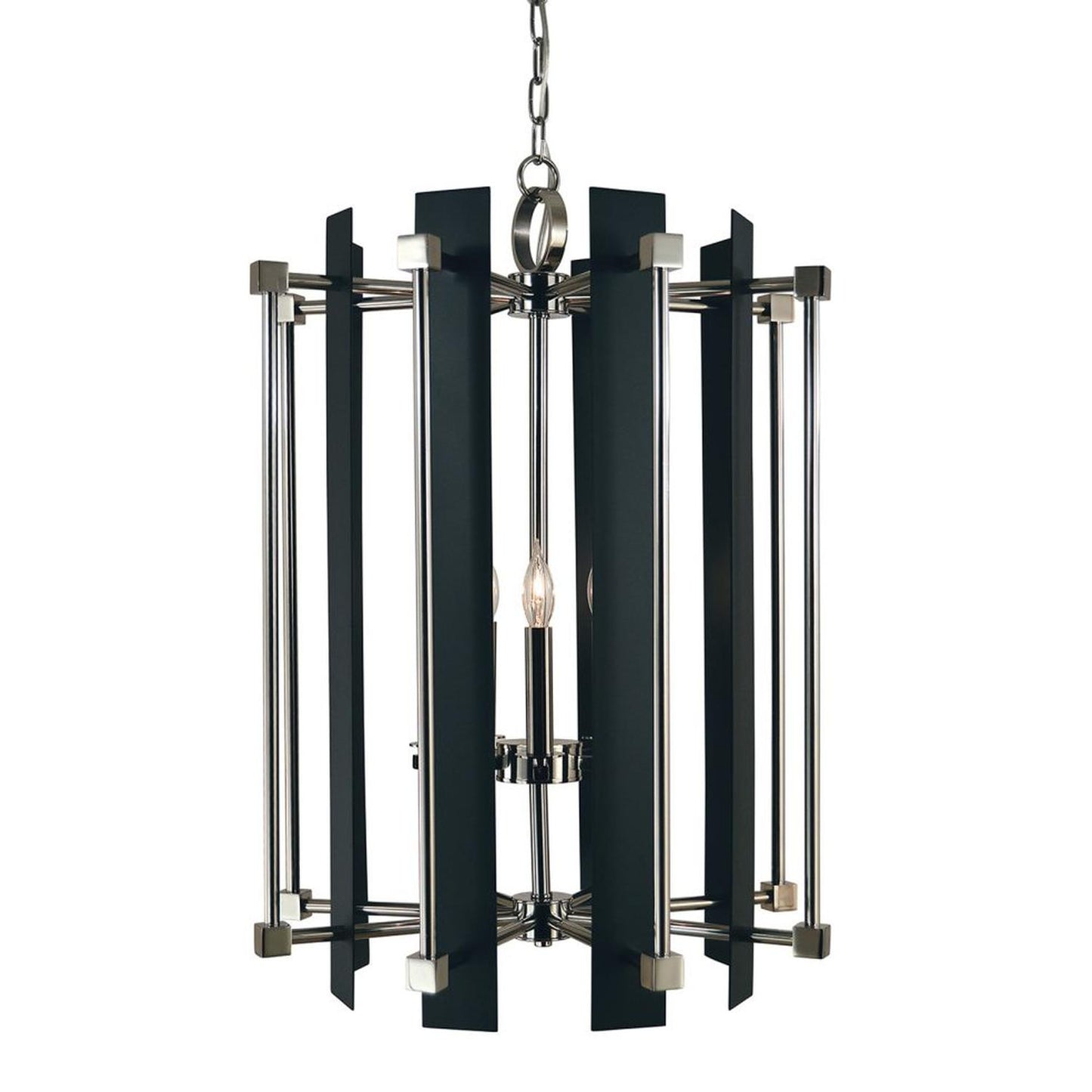 5-Light Polished Nickel/Matte Black Louvre Chandelier - 4805 PN/MBLACK by Framburg
