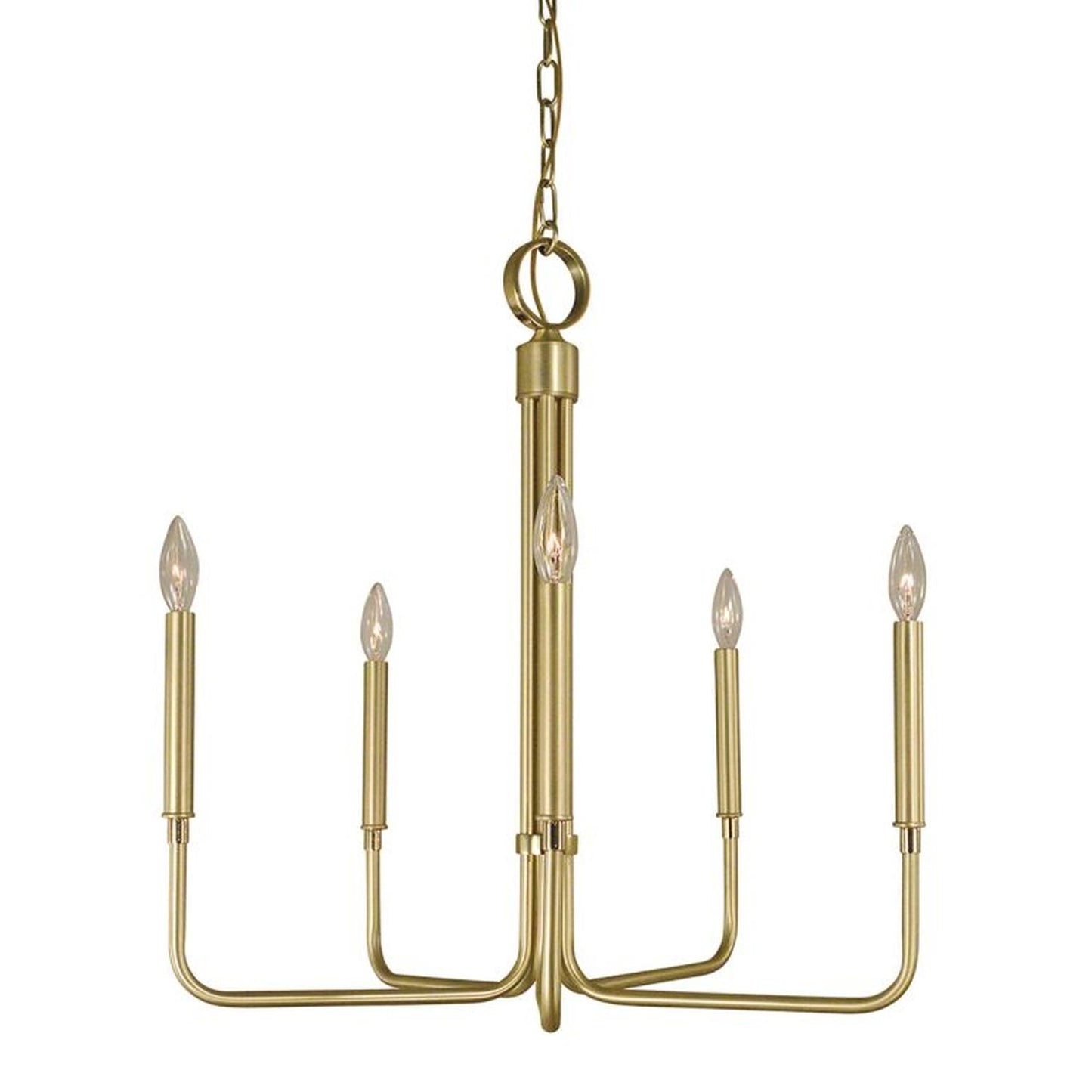 5-Light Satin Brass/Polished Brass Lara Dining Chandelier - 4955 SB/PB by Framburg