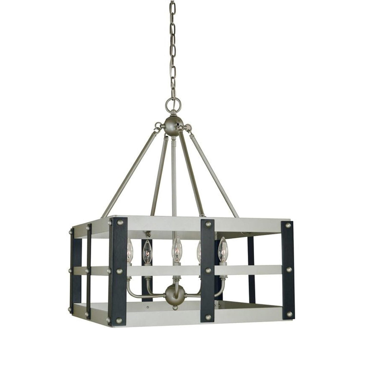 5-Light Satin Pewter/Matte Black Metro Artisan Dining Chandelier - 5346 SP/MBLACK by Framburg