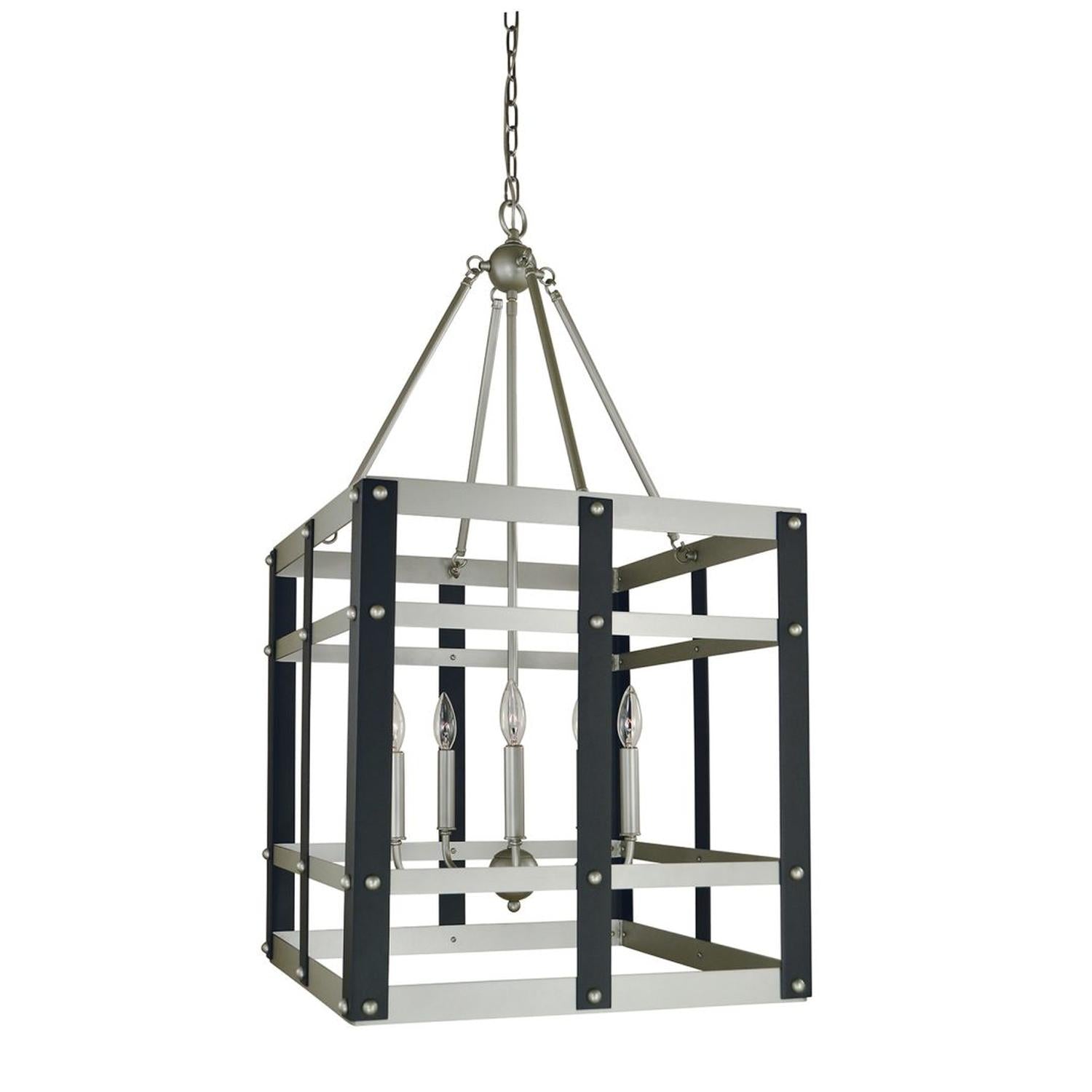 5-Light Satin Pewter/Matte Black Metro Artisan Dining Chandelier - 5347 SP/MBLACK by Framburg