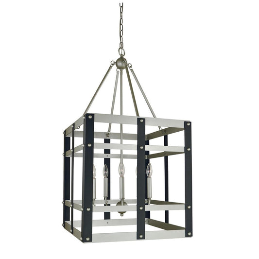 5-Light Satin Pewter/Matte Black Metro Artisan Dining Chandelier - 5347 SP/MBLACK by Framburg
