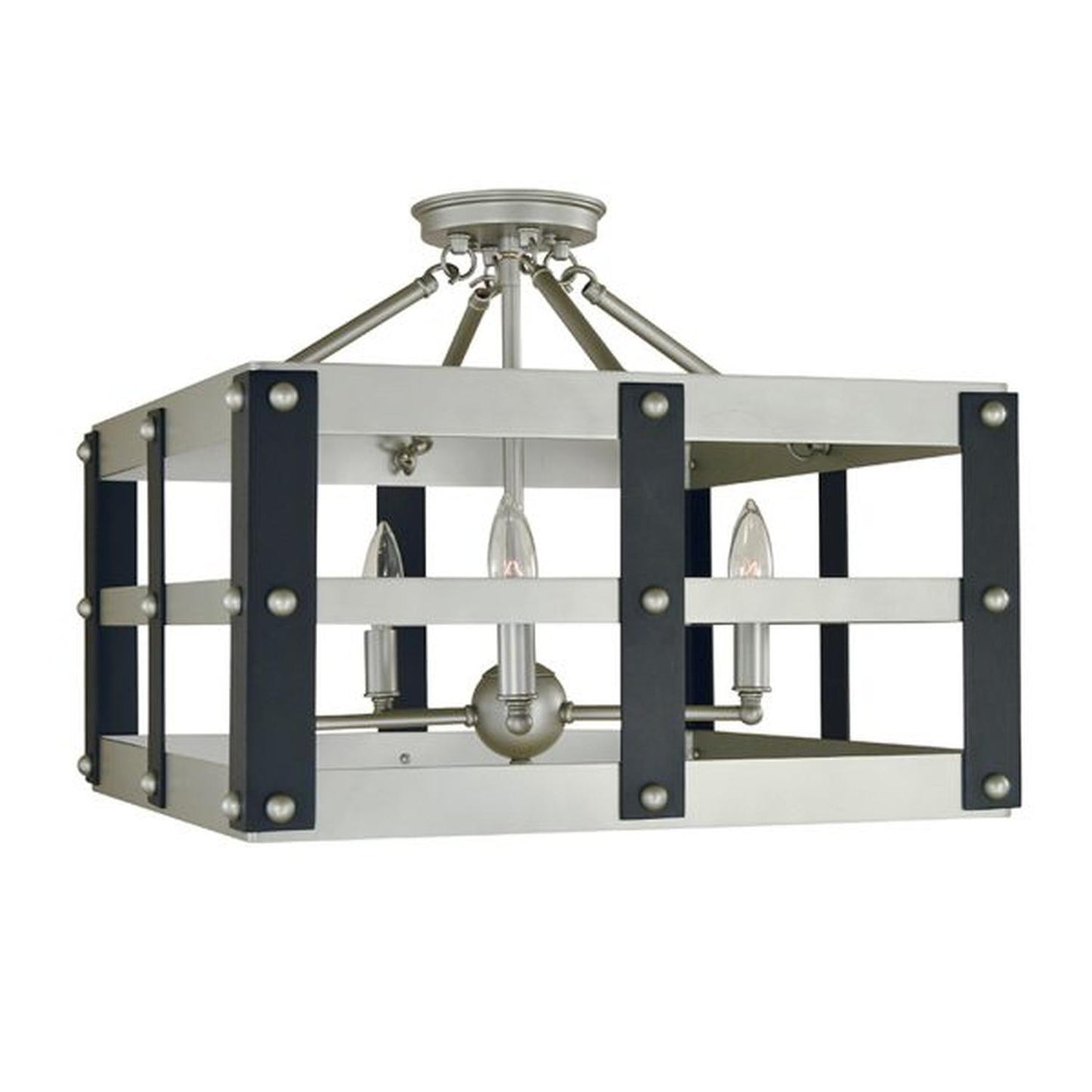 5-Light Satin Pewter/Matte Black Metro Artisan Flush / Semi-Flush Mount - 5344 SP/MBLACK by Framburg
