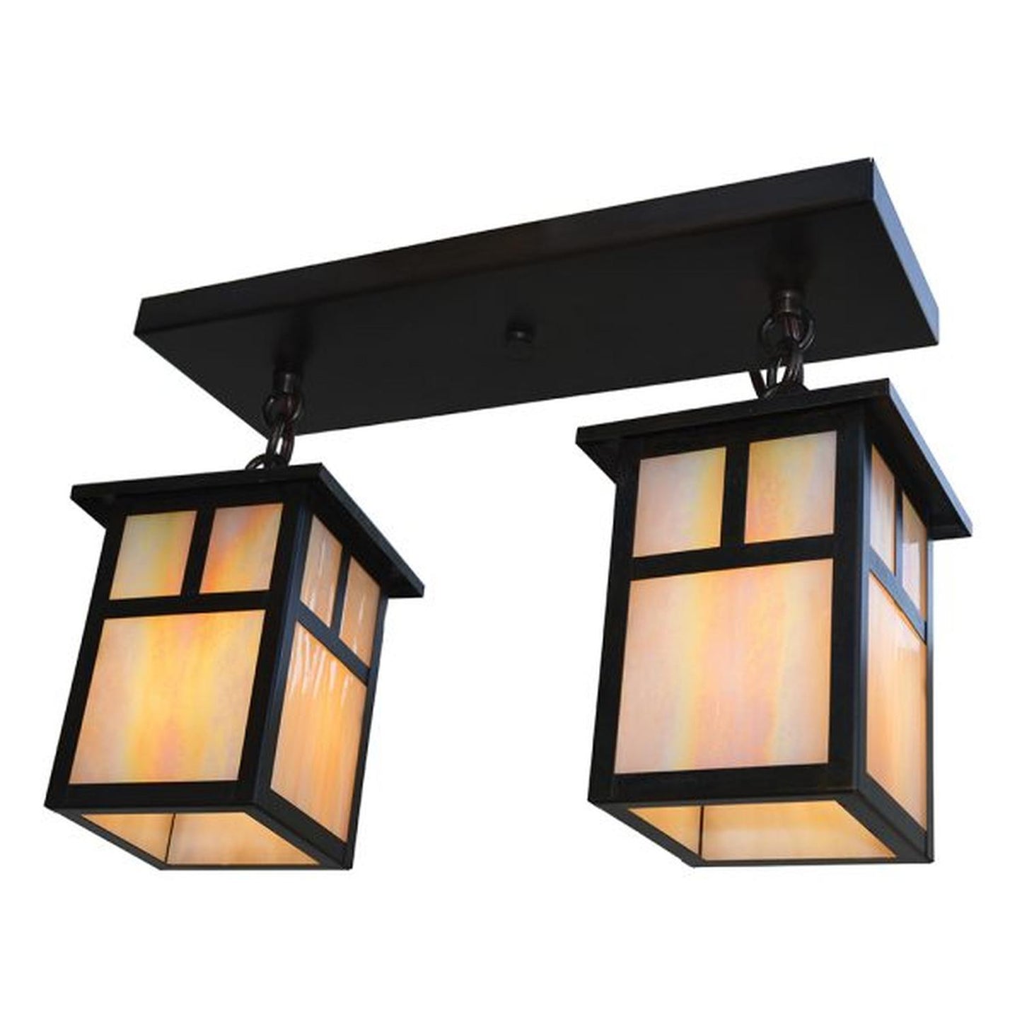5″ Mission 2 Light Ceiling Mount With T-Bar Overlay - MCM-5/2TGW-BZ - Bronze by Arroyo Craftsman