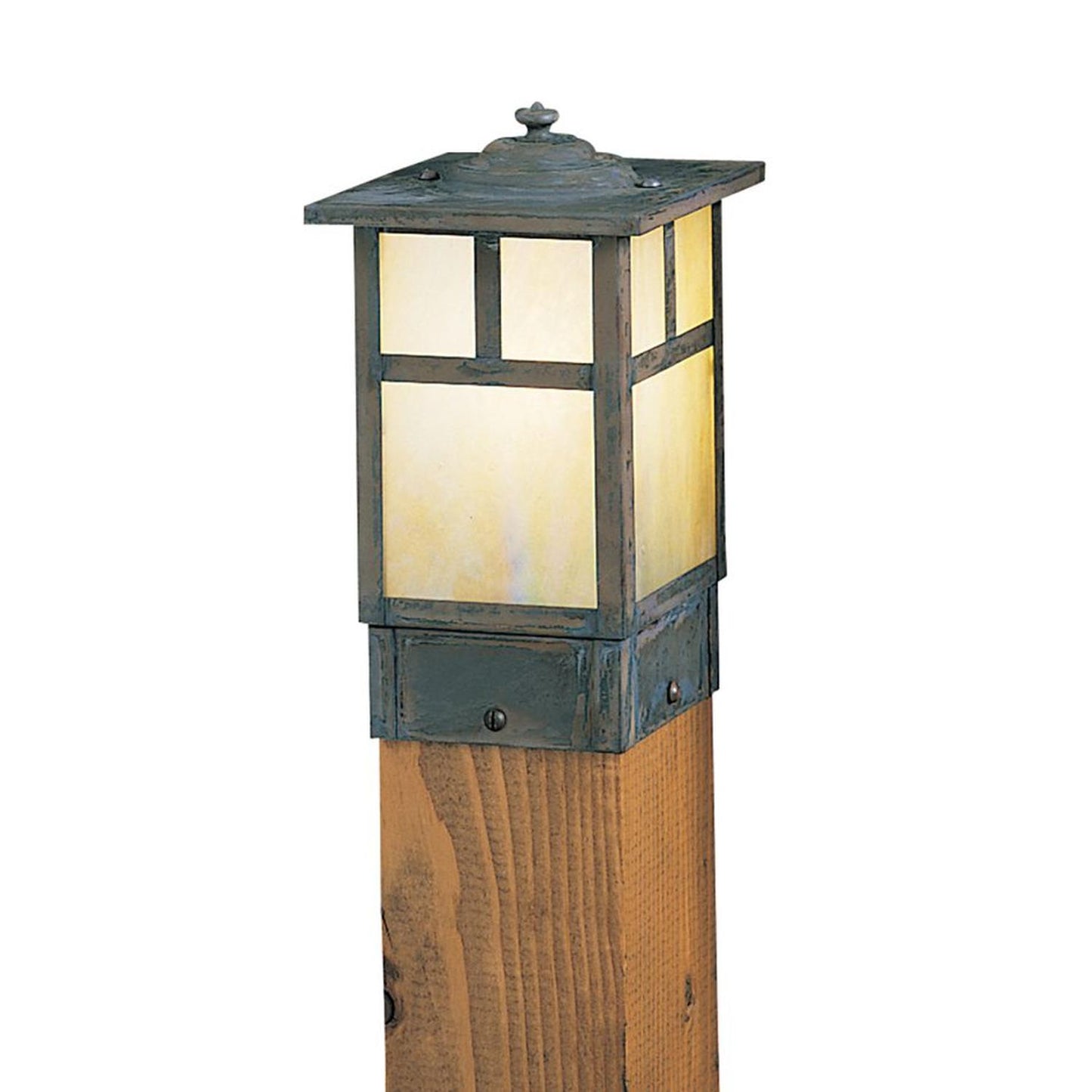 5″ Mission Square Post Cap With T-Bar Overlay - MPC-5TGW-MB - Mission Brown by Arroyo Craftsman