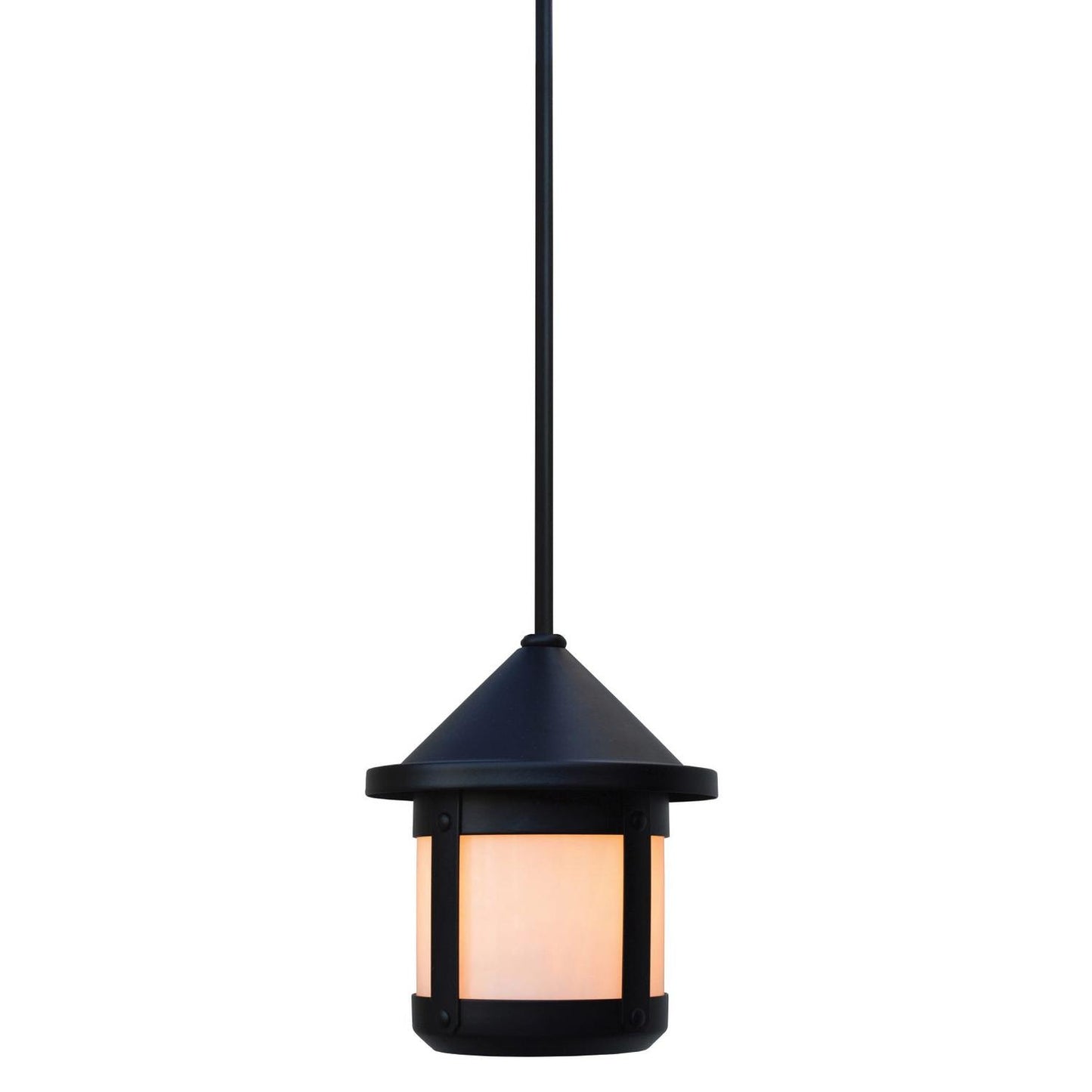 6″ Berkeley Short Body Stem Hung Pendant - BSH-6SWO-BK - Satin Black by Arroyo Craftsman