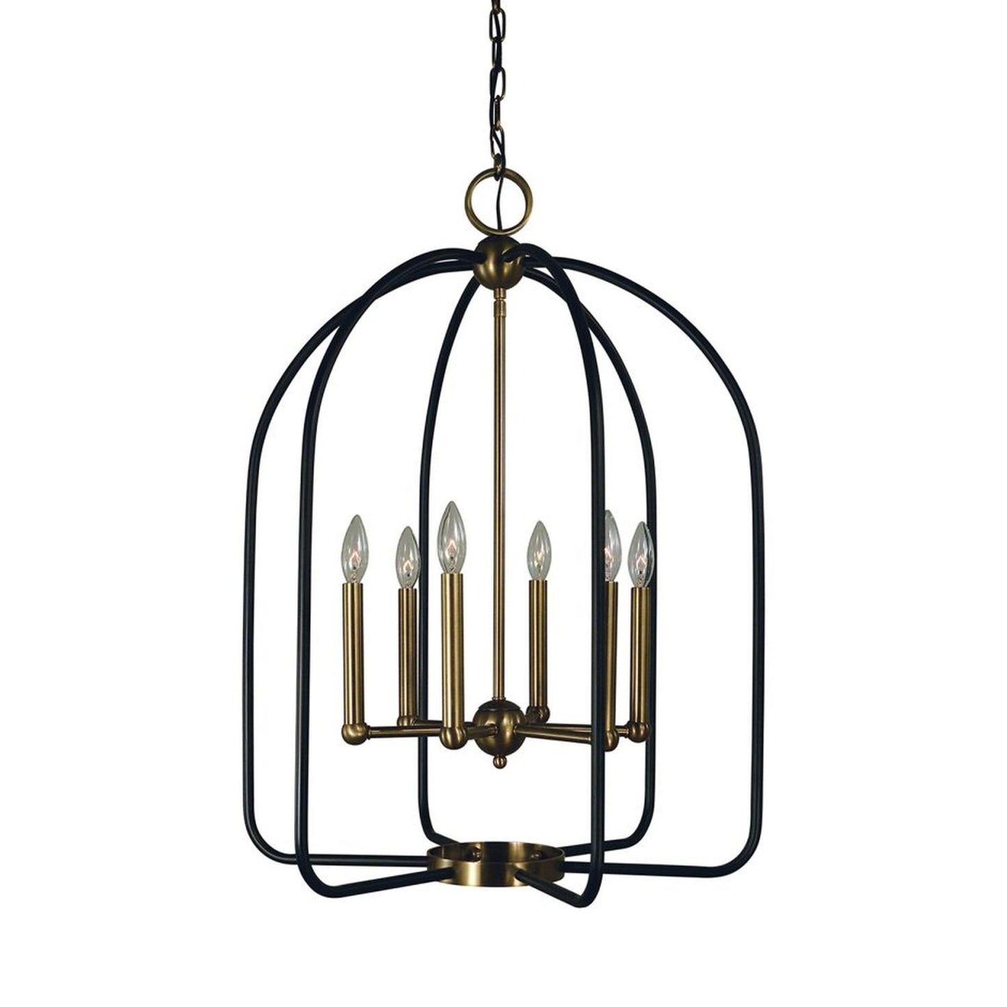 6-Light Antique Brass/Matte Black Boulevard Dining Chandelier - 4936 AB/MBLACK by Framburg