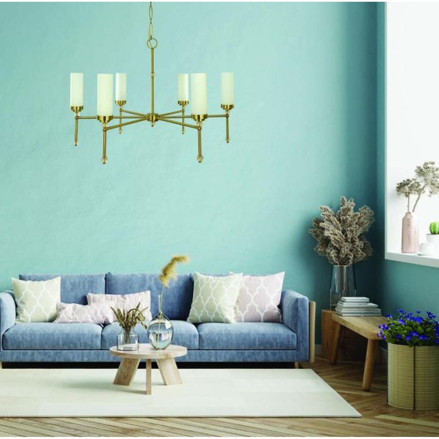 6-Light Brushed Brass Emily Dining Chandelier - 5880 BR by Framburg