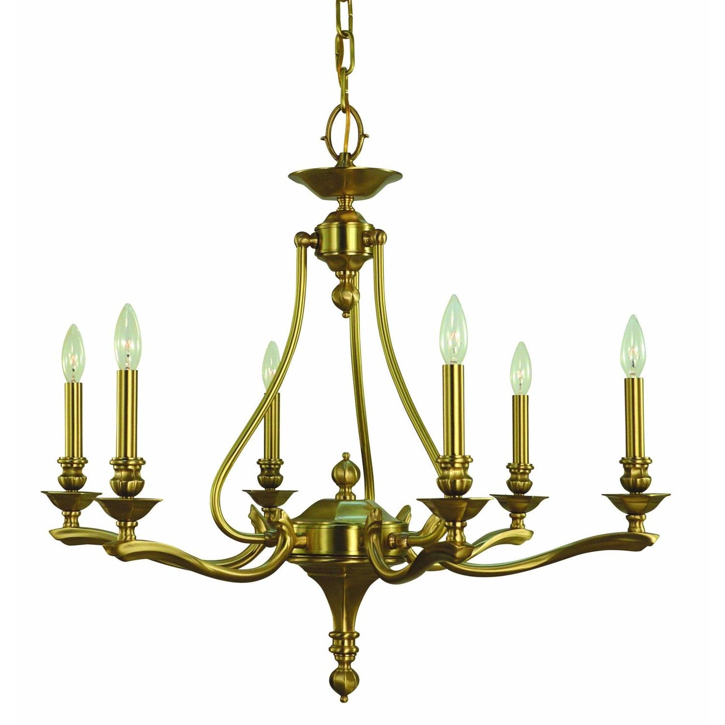 6-Light Brushed Brass Fin De Siecle Dining Chandelier - 5952 BR by Framburg