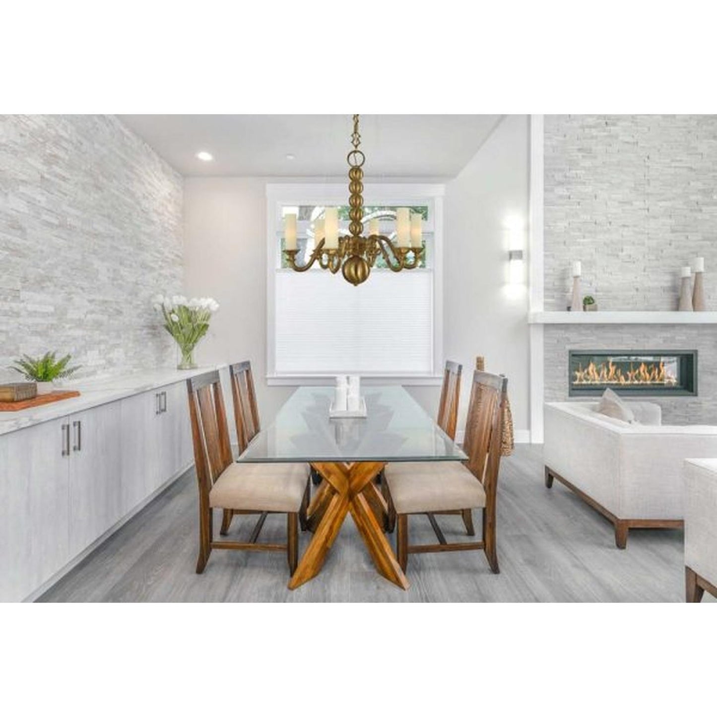 6-Light Brushed Brass Louisville Dining Chandelier - 5986 BR by Framburg