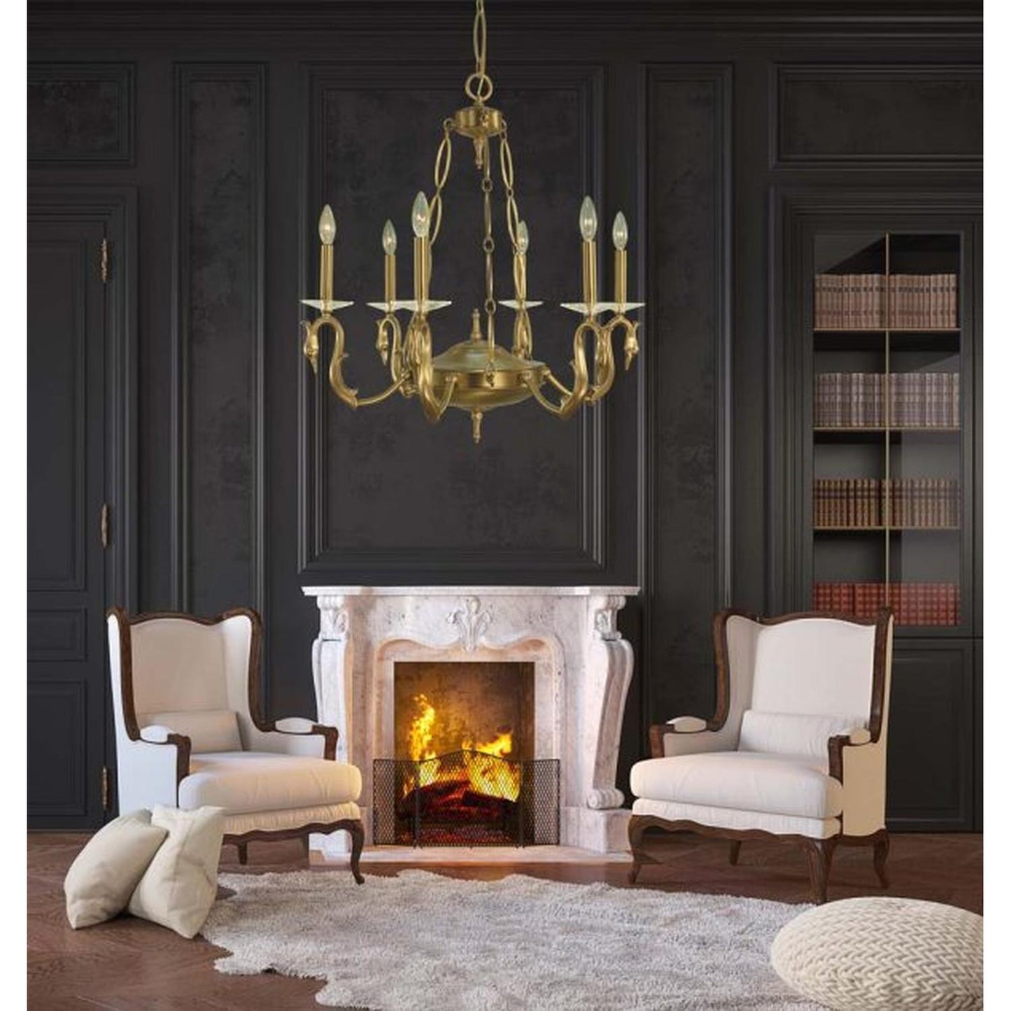 6-Light Brushed Brass Odette Dining Chandelier - 5900 BR by Framburg