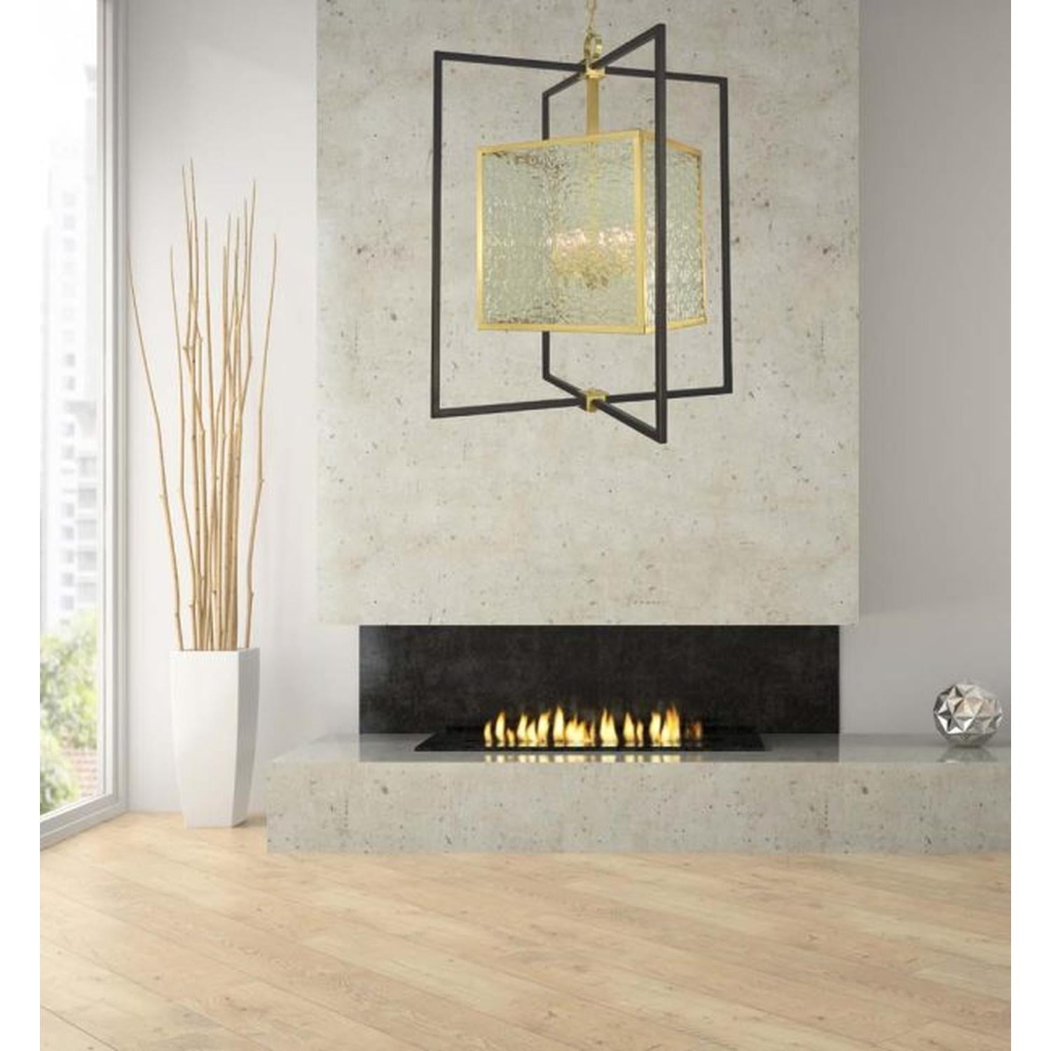6-Light Brushed Brass/Matte Black Avery Foyer Chandelier - 5778 BR/MBLACK by Framburg