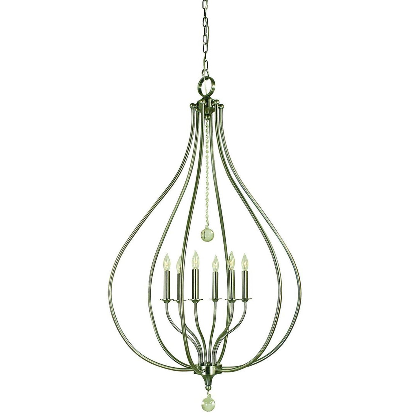 6-Light Brushed Nickel Dewdrop Pendant - 4446 BN by Framburg
