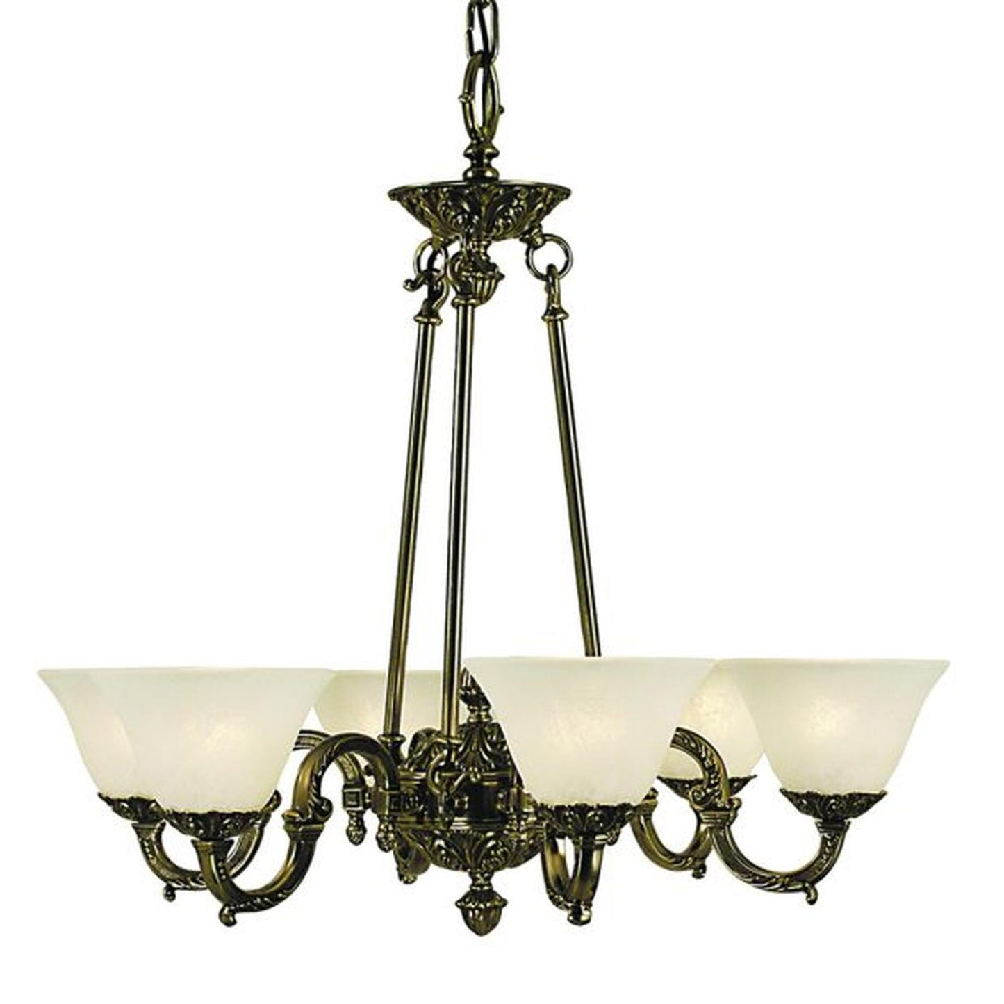 6-Light French Brass Napoleonic Dining Chandelier - 7886 FB/WH by Framburg