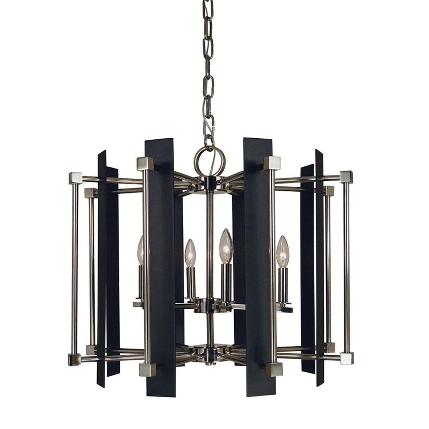 6-Light Louvre Dining Chandelier - 4807 PN/MBLACK by Framburg