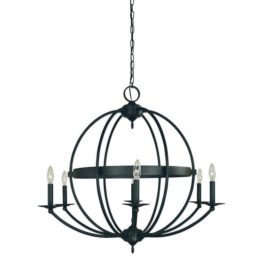 6-Light Matte Black Aurora Dining Chandelier - L1156 MBLACK by Framburg