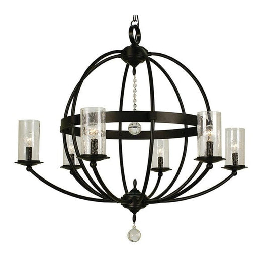6-Light Matte Black Compass Foyer Chandelier - 1077 MBLACK by Framburg