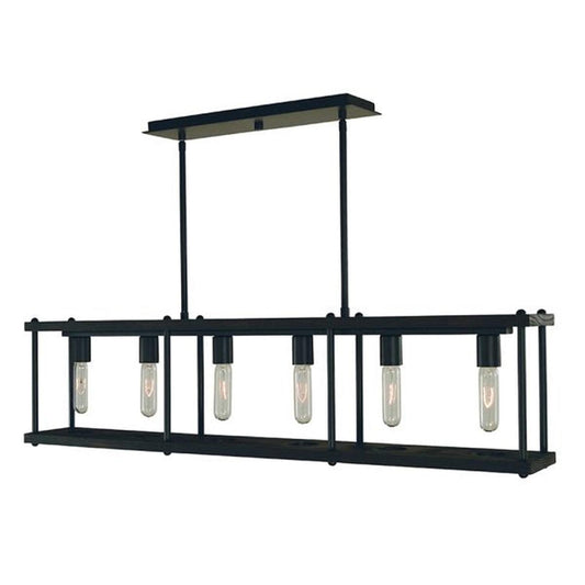6-Light Matte Black Industria Island Chandelier - 5536 MBLACK by Framburg