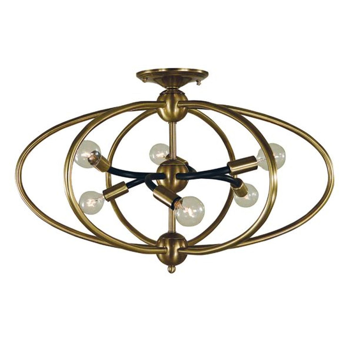 6-Light Orbit Flush Mount/Semi Flush Mount - 4947 AB/MBLACK by Framburg