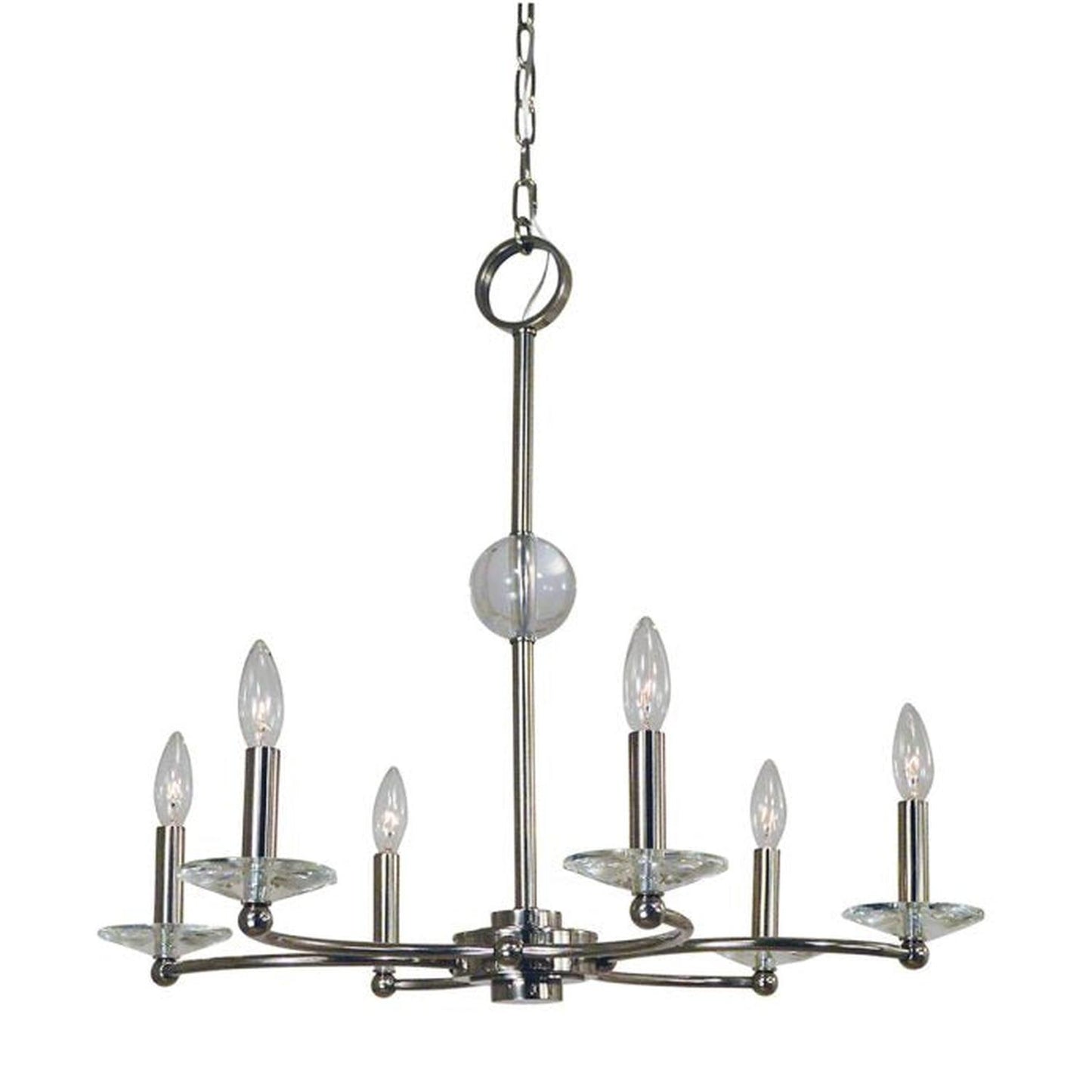 6-Light Polished Nickel Pirouette Chandelier - 3106 PN by Framburg