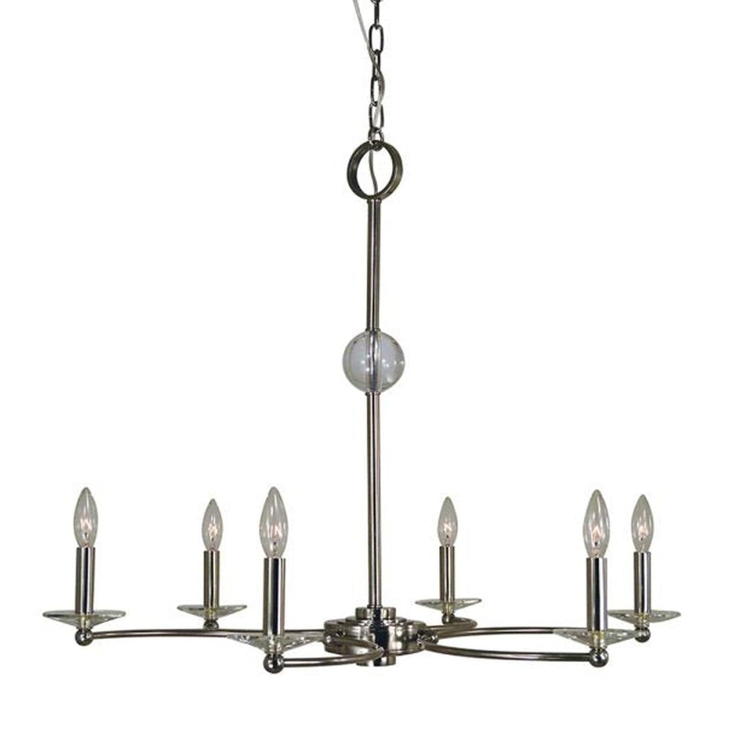 6-Light Polished Nickel Pirouette Chandelier - 3108 PN by Framburg