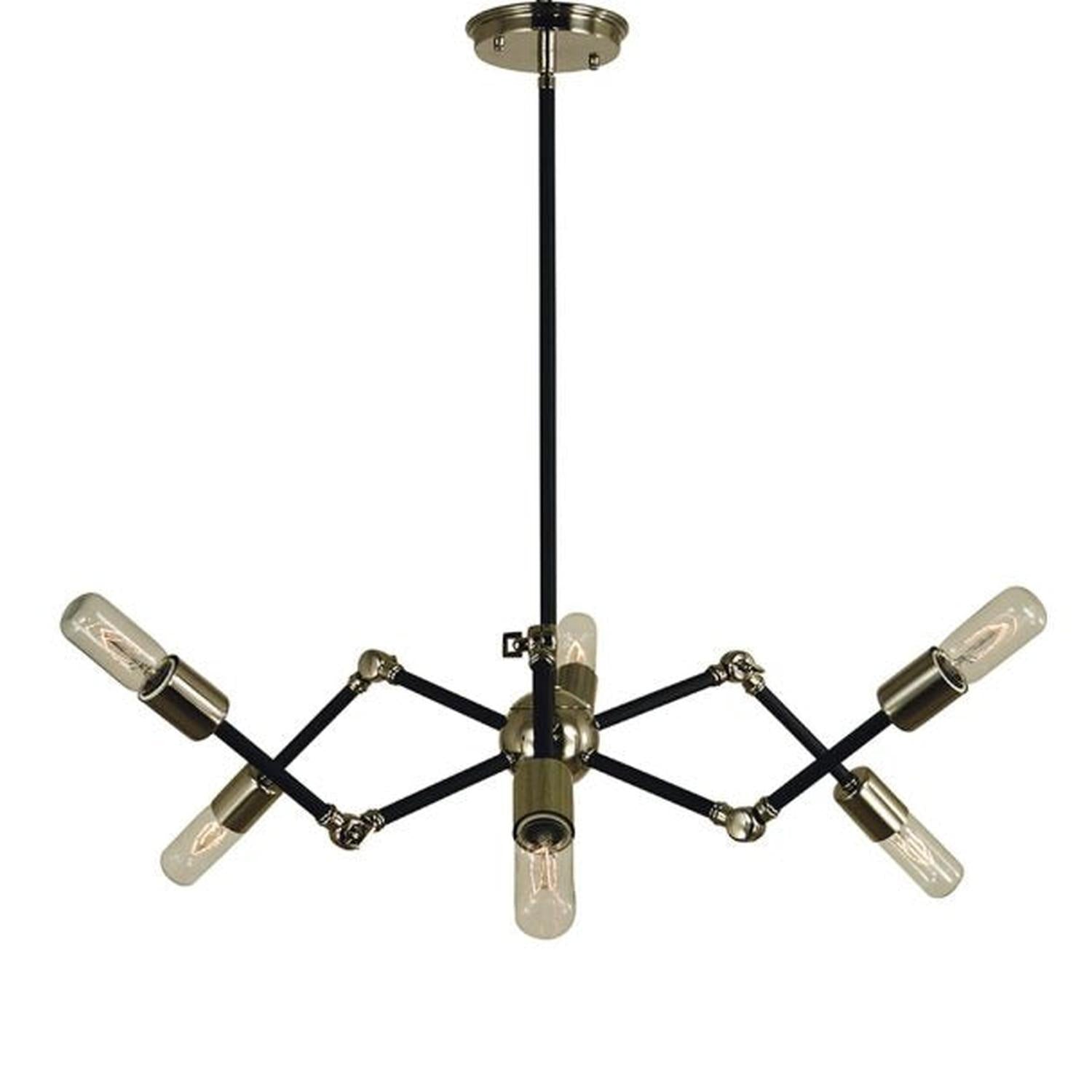 6-Light Polished Nickel/Matte Black Felix Chandelier - 4686 PN/MBLACK by Framburg