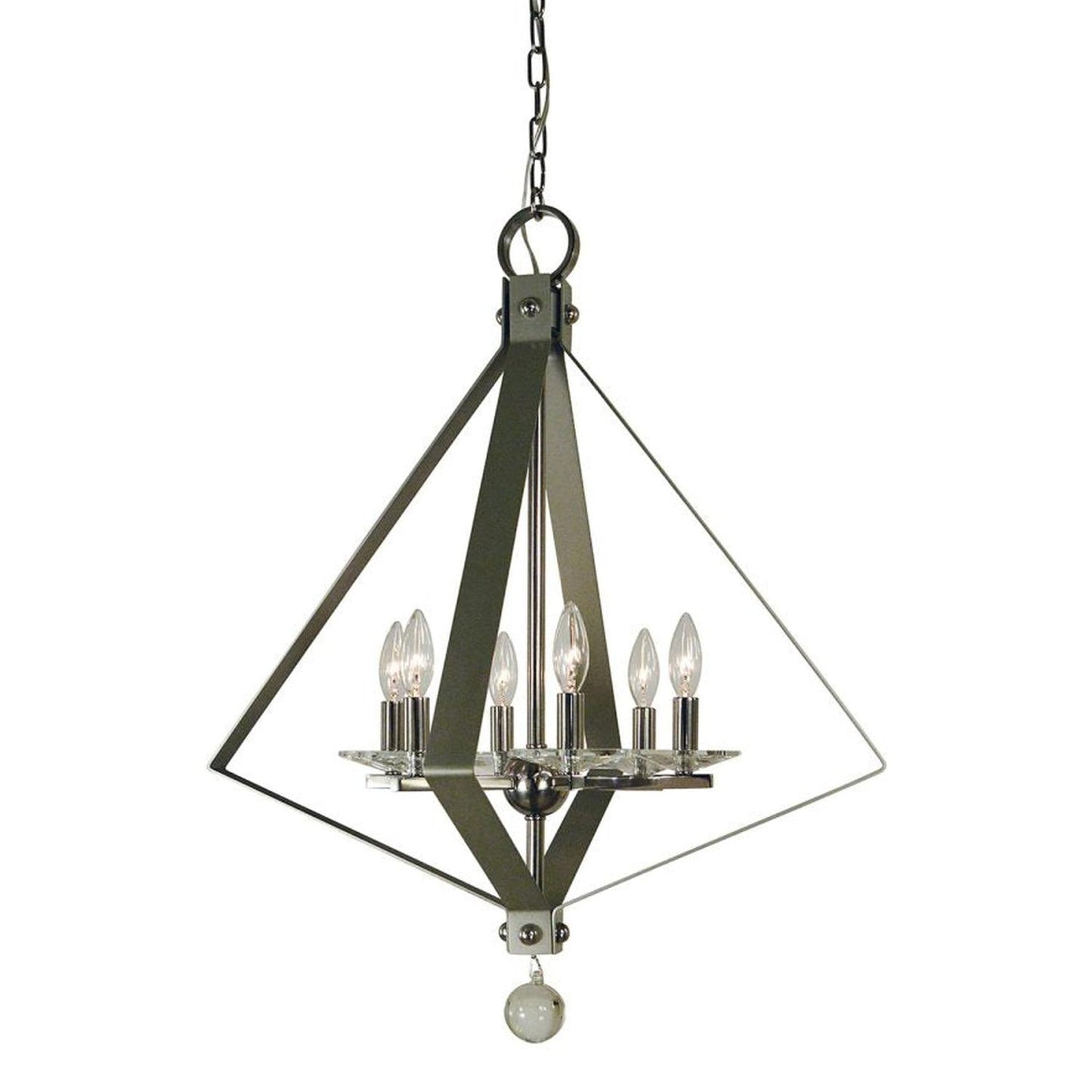 6-Light Polished Nickel/Satin Pewter Ice Dining Chandelier - 4926 PN/SP by Framburg