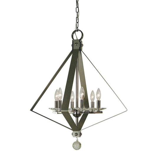 6-Light Polished Nickel/Satin Pewter Ice Dining Chandelier - 4926 PN/SP by Framburg