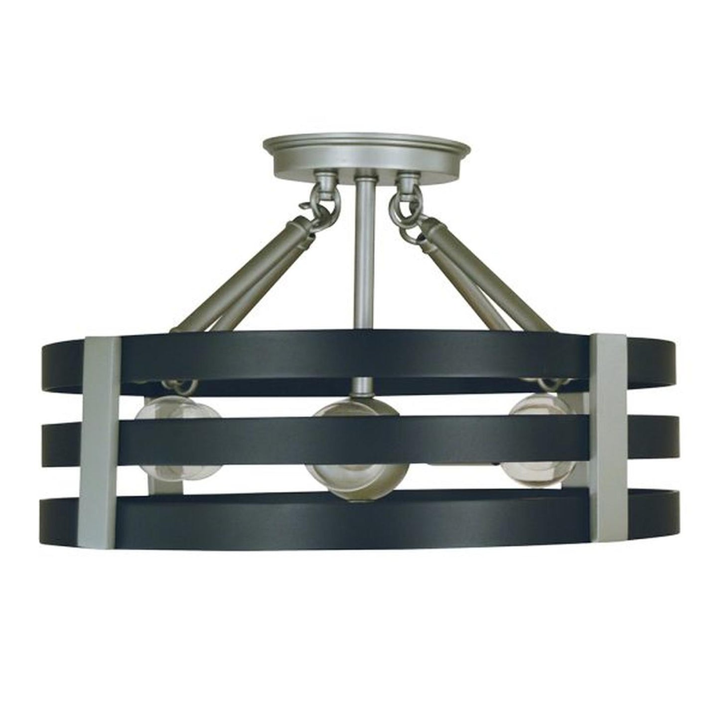 6-Light Satin Pewter/Matte Black Luxe Semiflush - L1121 SP/MBLACK by Framburg