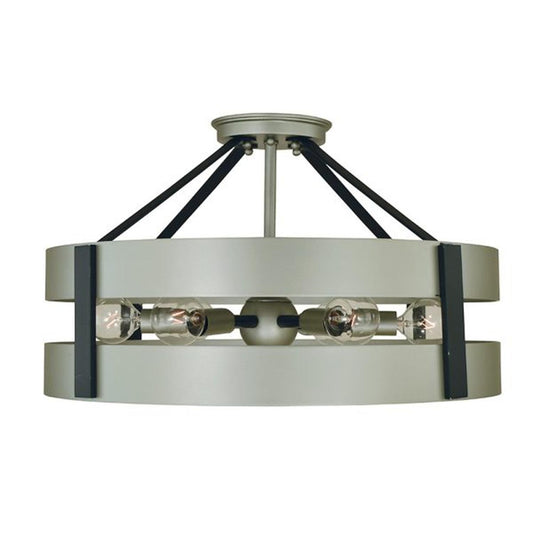 6-Light Satin Pewter/Matte Black Orion Flush / Semi-Flush Chandelier - 5384 SP/MBLACK by Framburg