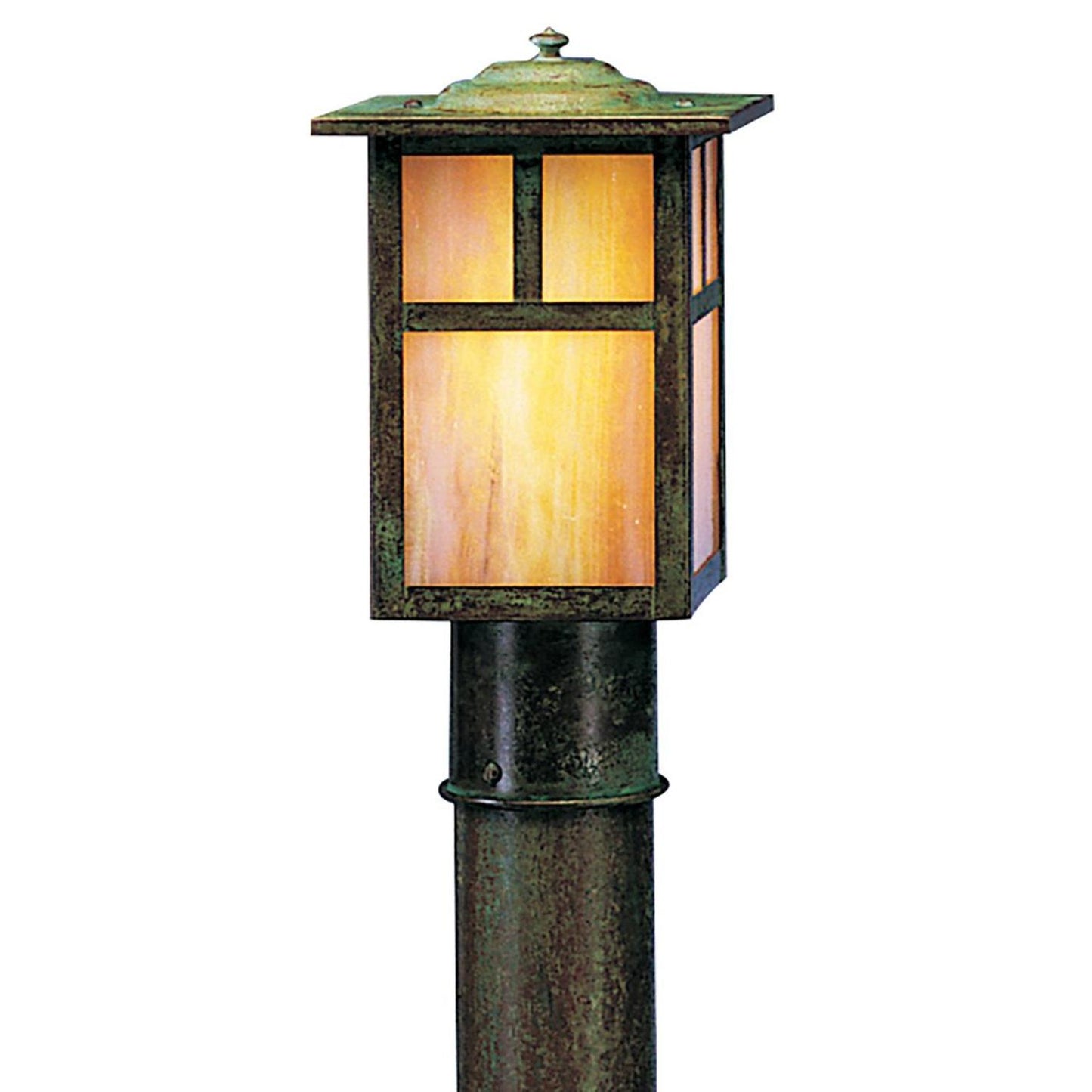 6″ Mission Post Mount With T-Bar Overlay - MP-6TGW-VP - Verdigris Patina by Arroyo Craftsman