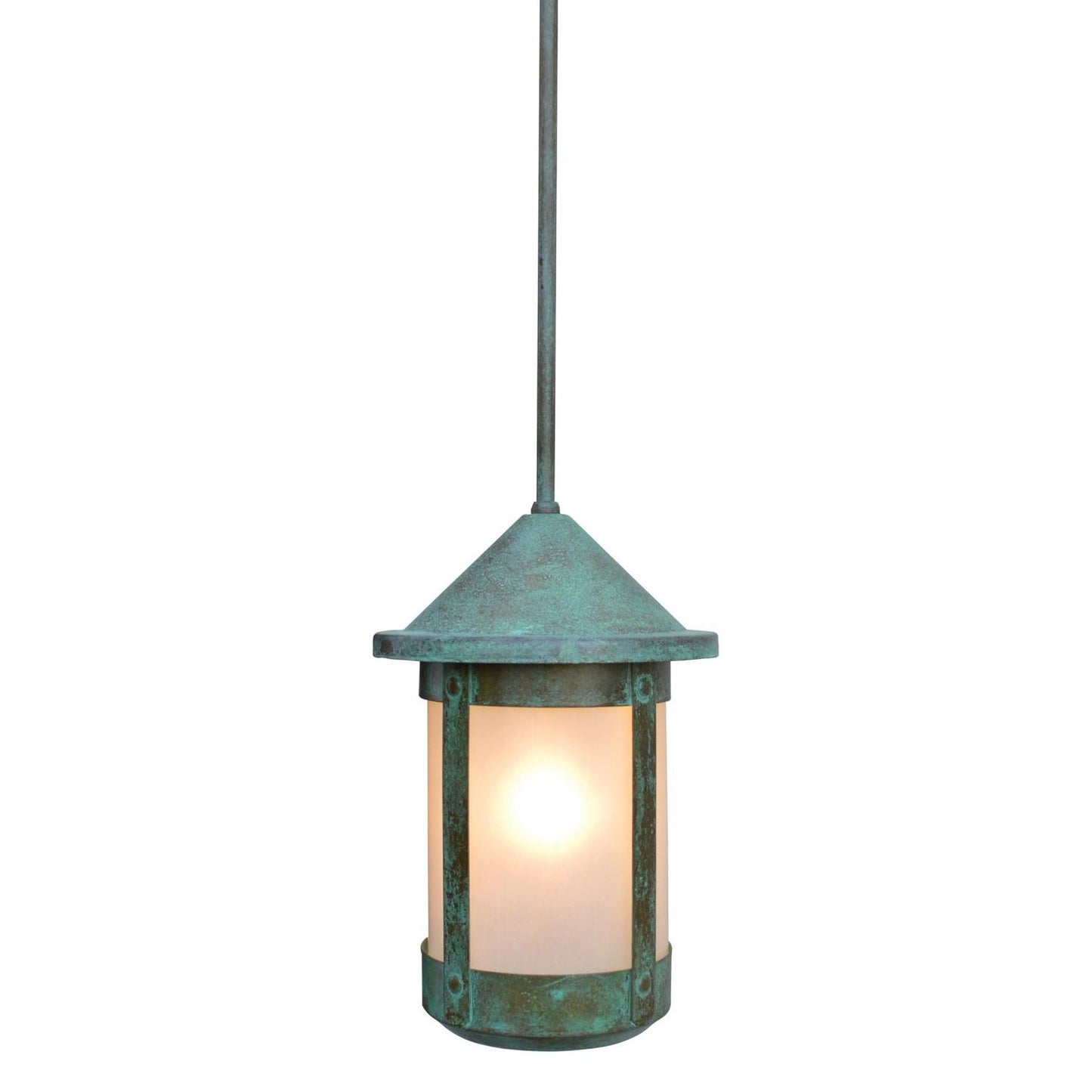 7″ Berkeley Stem Hung Pendant - BSH-7F-VP - Verdigris Patina by Arroyo Craftsman