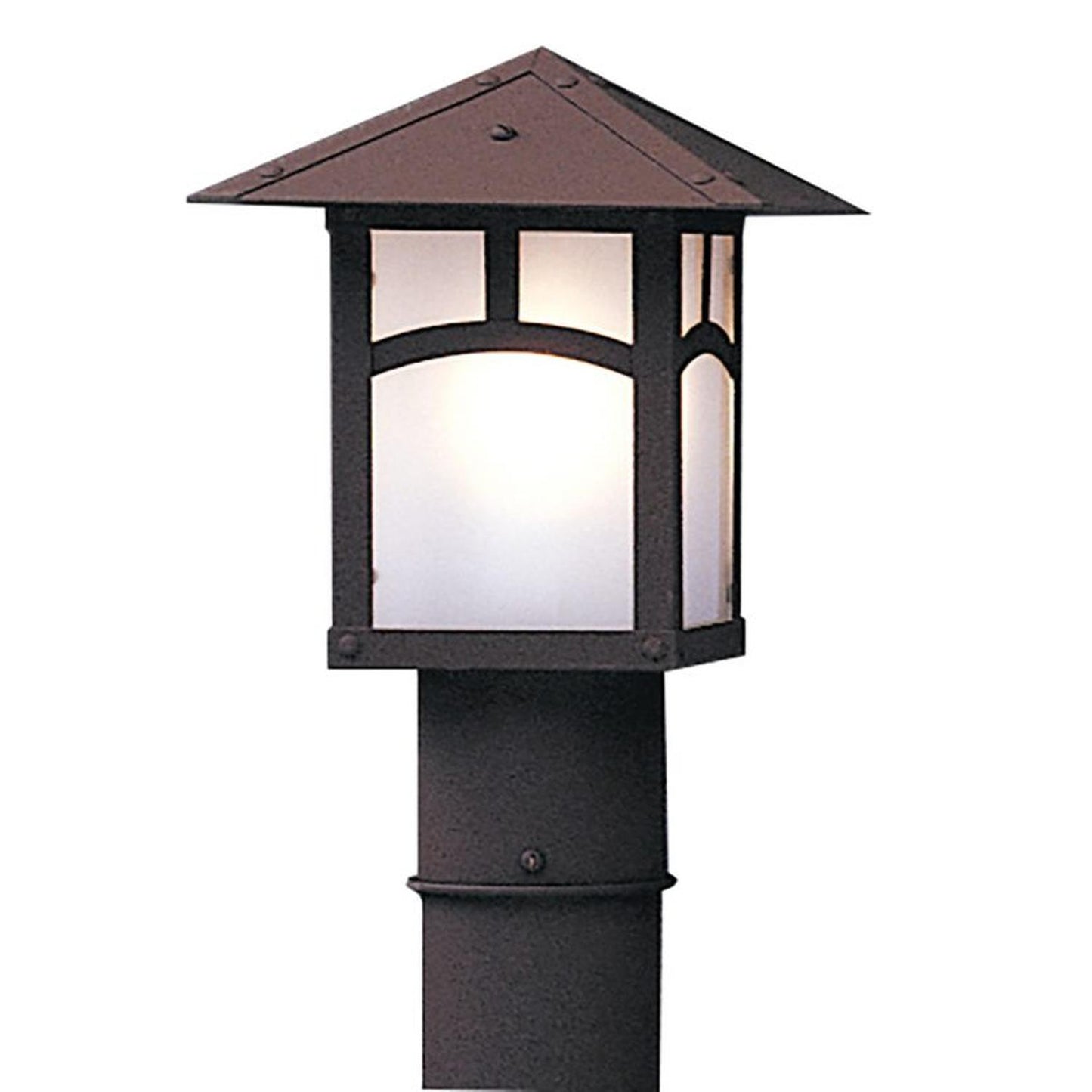 7″ Evergreen Post Mount With Classic Arch Overlay - EP-7AF-RB - Rustic Brown by Arroyo Craftsman