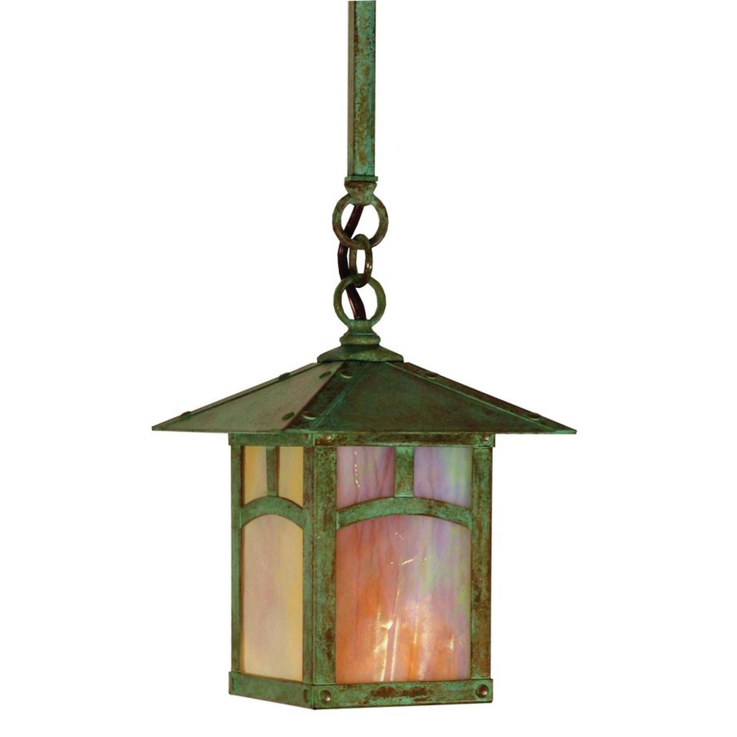 7″ Evergreen Stem Hung Pendant With Classic Arch Overlay - ESH-7AGW-VP - Verdigris Patina by Arroyo Craftsman