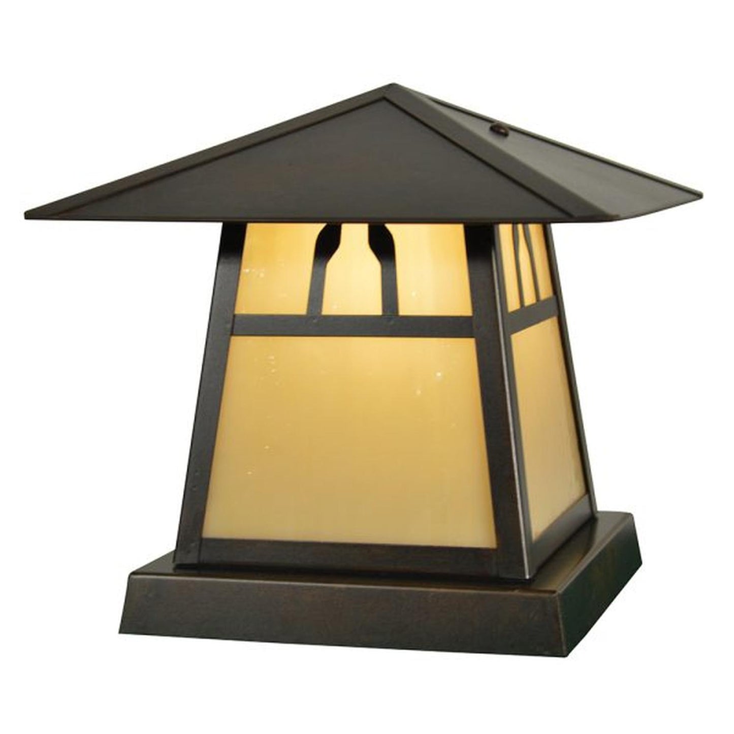 8″ Carmel Column Mount With Bungalow Overlay - CC-8BTN-BZ - Bronze by Arroyo Craftsman