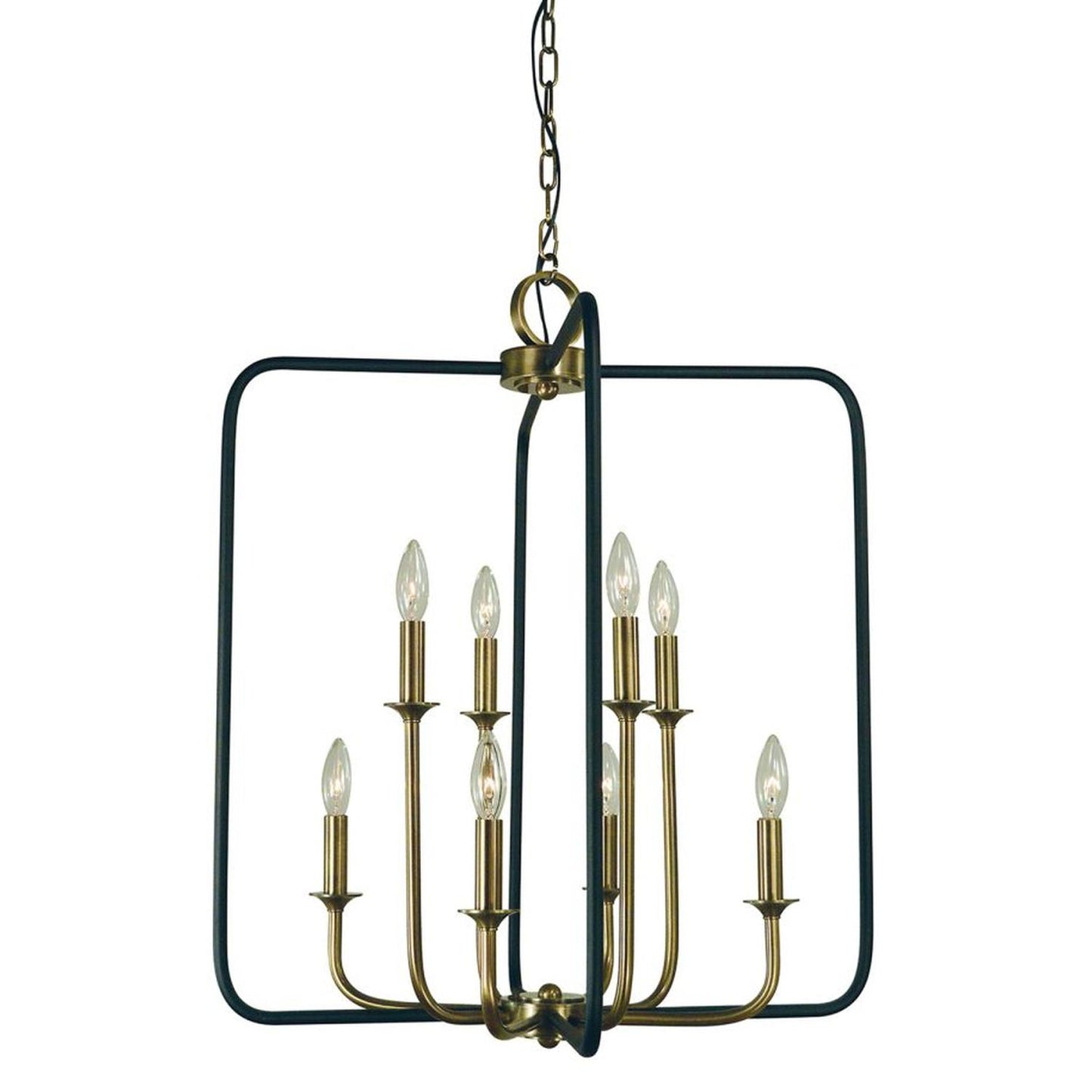 8-Light Antique Brass/Matte Black Boulevard Dining Chandelier - 4918 AB/MBLACK by Framburg