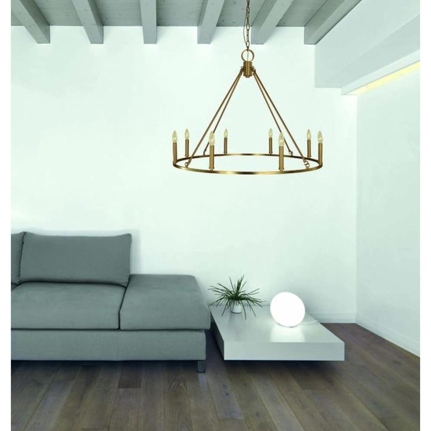 8-Light Brushed Brass Midtown Dining Chandelier - 5658 BR by Framburg