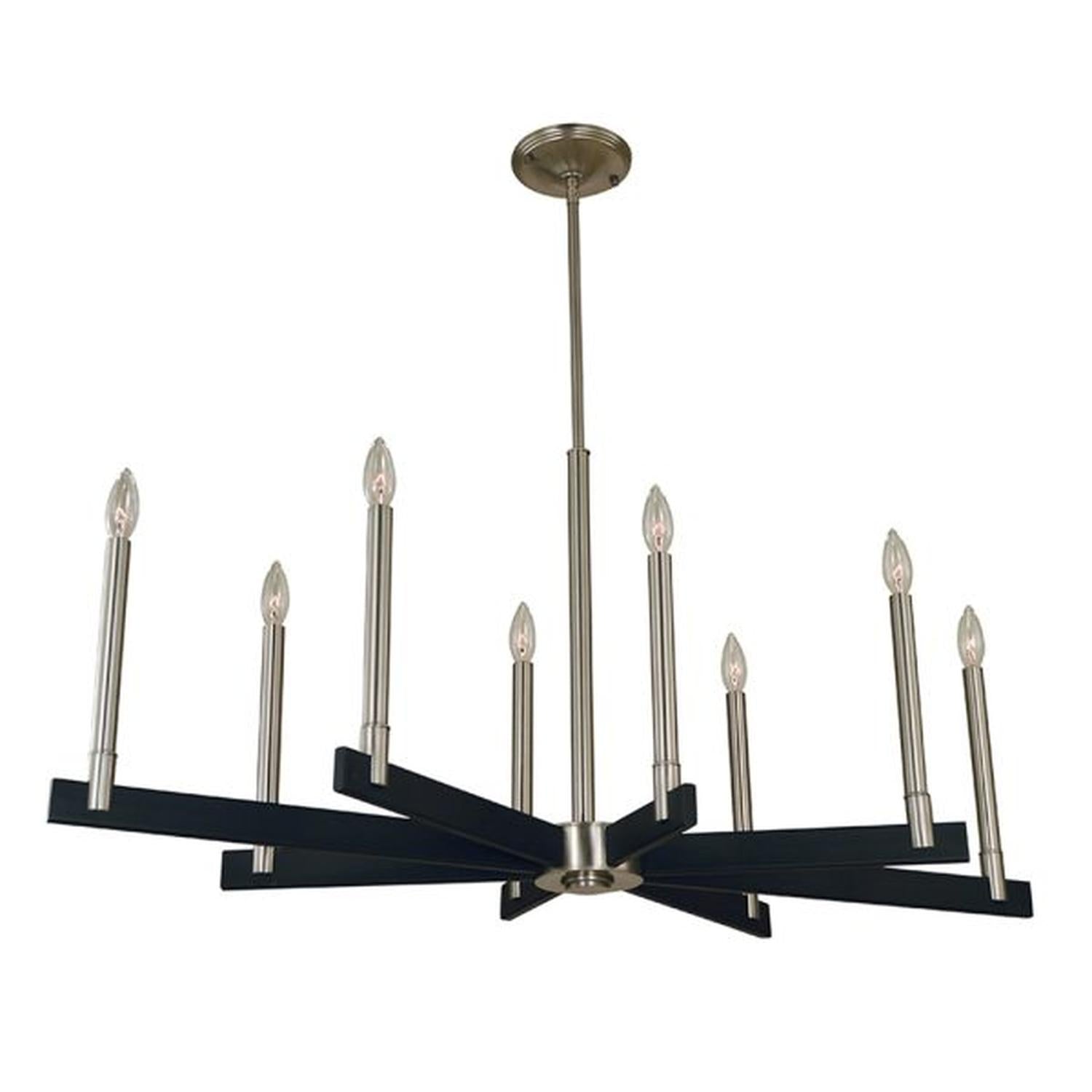 8-Light Brushed Nickel/Matte Black Jessica Dining Chandelier - 5352 BN/MBLACK by Framburg