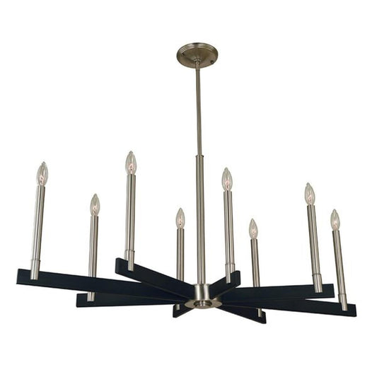 8-Light Brushed Nickel/Matte Black Jessica Dining Chandelier - 5352 BN/MBLACK by Framburg