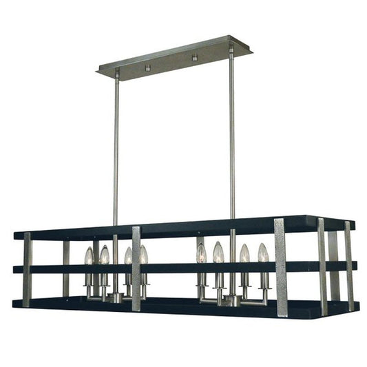 8-Light Brushed Nickel/Matte Black Montreaux Island Chandelier - L1038 BN/MBLACK by Framburg