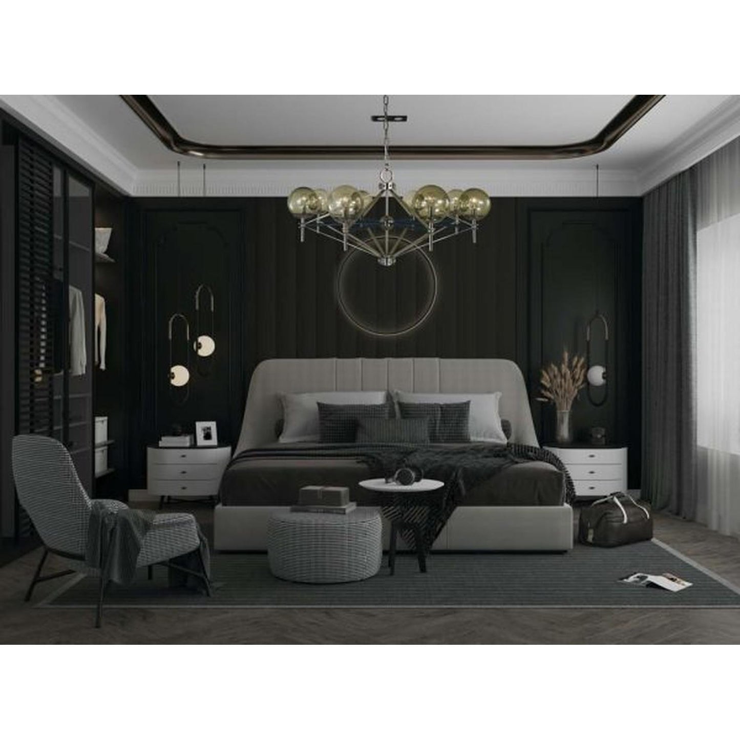 8-Light Calista Dining Chandelier - 5068 PN/MBLACK by Framburg