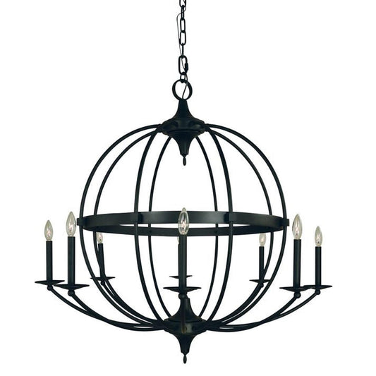 8-Light Matte Black Aurora Foyer Chandelier - L1158 MBLACK by Framburg