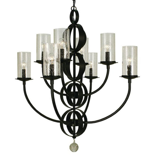 8-Light Matte Black Compass Dining Chandelier - 1048 MBLACK by Framburg