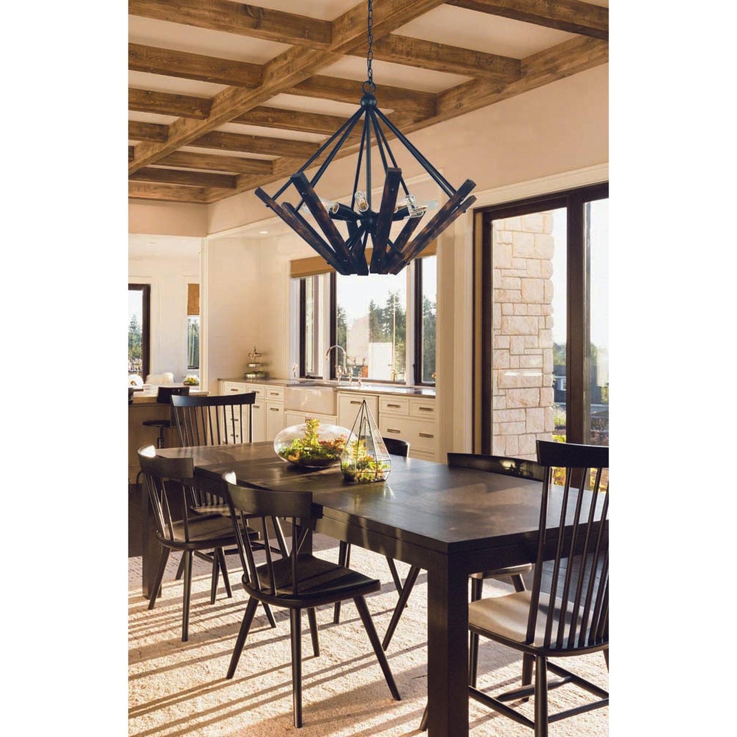 8-Light Matte Black Rustic Chic Chandelier - 5288 MBLACK by Framburg