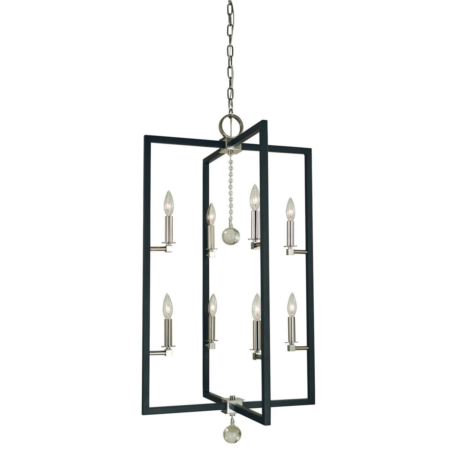 8-Light Polished Nickel/Matte Black Minimalist Elegant Foyer Chandelier - 5368 PN/MBLACK by Framburg