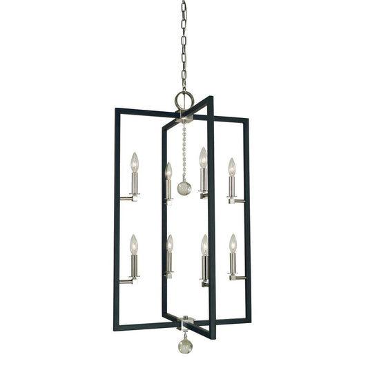 8-Light Polished Nickel/Matte Black Minimalist Elegant Foyer Chandelier - 5368 PN/MBLACK by Framburg