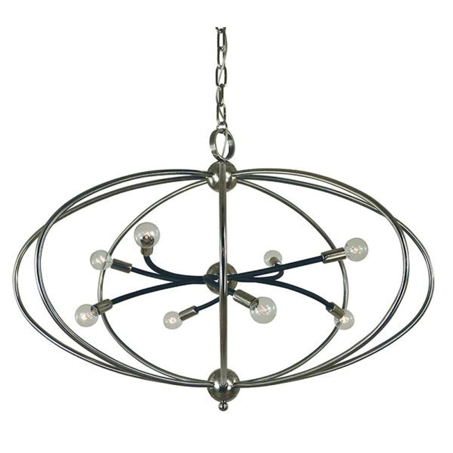 8-Light Polished Nickel/Matte Black Orbit Dining Chandelier - 4949 PN/MBLACK by Framburg