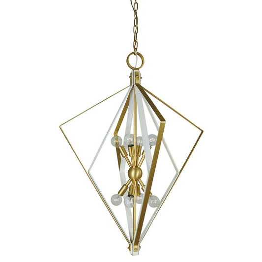8-Light Satin Brass/Satin White Zoe Chandelier - 3020 SB/SW by Framburg
