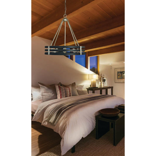 8-Light Satin Pewter/Matte Black Luxe Dining Chandelier - L1123 SP/MBLACK by Framburg