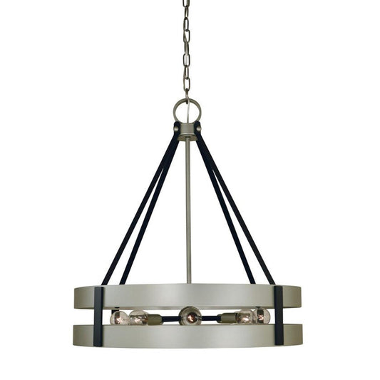 8-Light Satin Pewter/Matte Black Orion Dining Chandelier - 5386 SP/MBLACK by Framburg